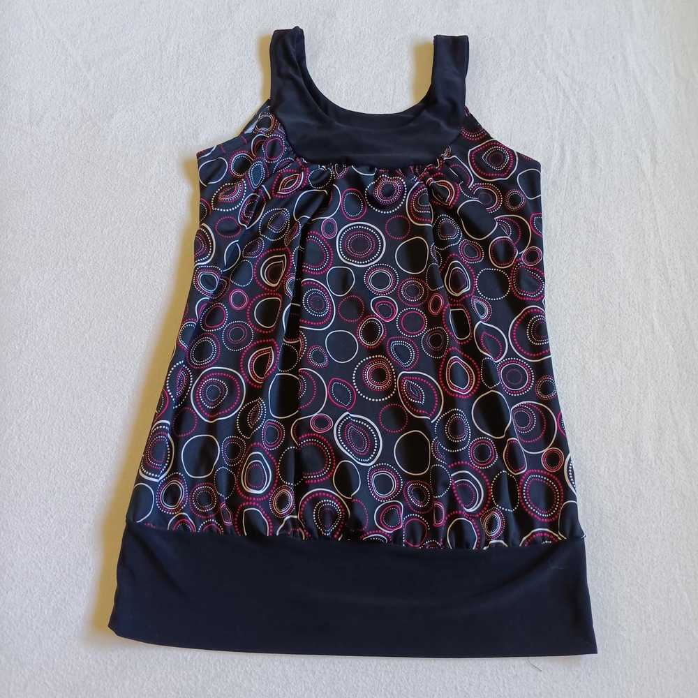 Candy Rain Maternity Tank Top Sz M Black Pink Geometric Circles